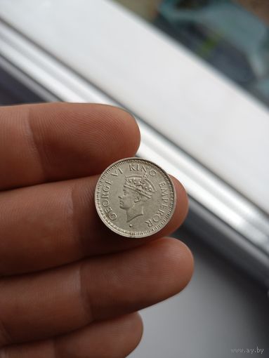 Британская Индия, 1/4 рупии 1945 г., серебро 0.500, Георг VI (1936-1952)