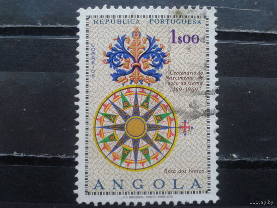 Ангола, колония Португалии, 1969. 500 лет со дня рождения Васко да Гама, роза ветров