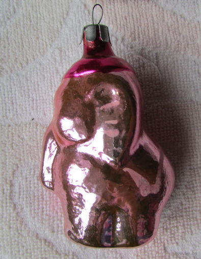 Редкая елочная игрушка "Слон". Стекло, СССР