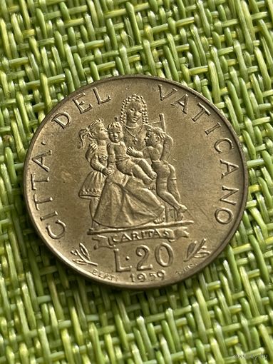 Ватикан 20 лир 1959 г ( Иоанн XXIII - KM#62.1 )