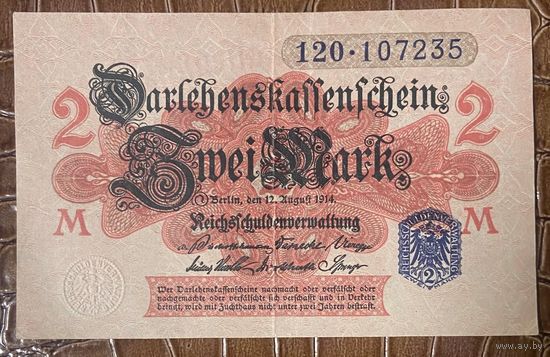Банкнота 2 марки 1914 год. Германская империя
