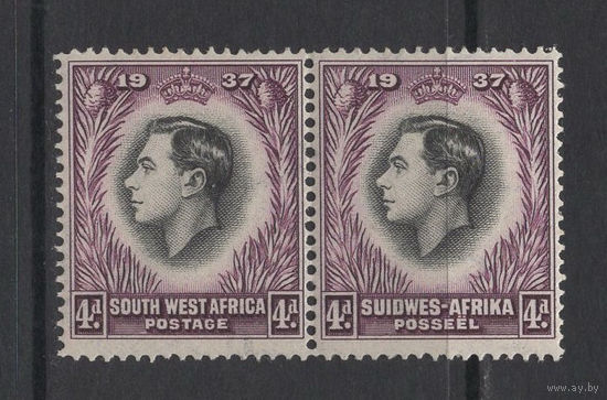 1937 Юго Западная Африка * Коронация George VI, сцепка 2 марки 4d