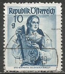 Австрия. Национальные костюмы. Верхняя Саксония. 1948г. Mi#895.