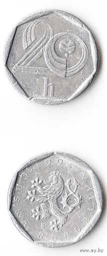 20 геллеров Чехия 1994 года