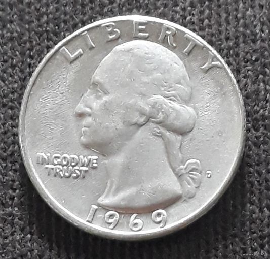 25 центов (квотер) 1969 D США Состояние!