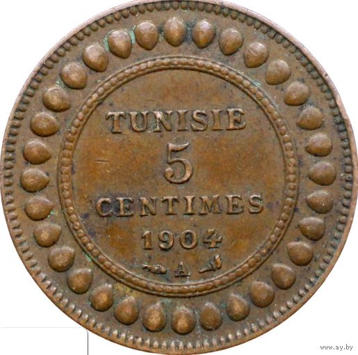РАСПРОДАЖА!!! - ТУНИС 5 сентим 1904 год