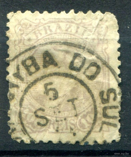 Бразильская Империя - 1884/85г. - император Педру II, 100 R - 1 марка - гашёная [Mi 58]. #4-W1-115-A-1