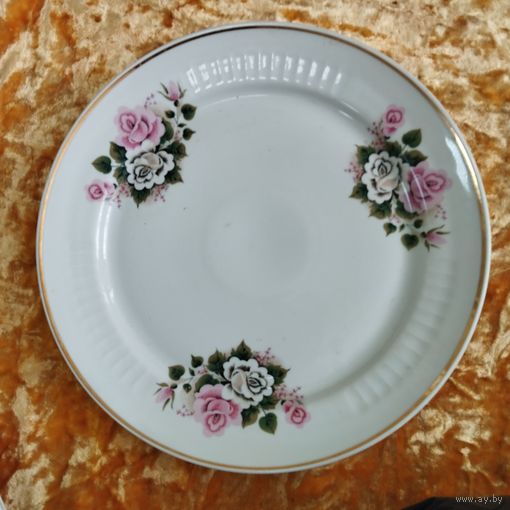 Блюдо сервировочное Розочки, диаметр 30 см. СССР