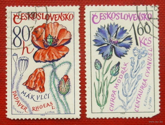 Чехословакия. Цветы. ( 2 марки ) 1965 года. 1-19.