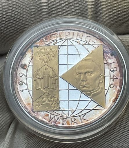 10 марок 1996 Германия 150 - летие Колпинг - Верке Серебро PROOF