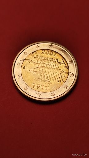 2 Евро 2007. Финляндия. 90 лет независимости Финляндии. С рубля. (17)