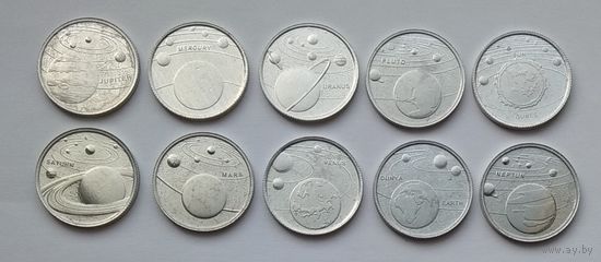 Турция 1 куруш 2022 г. Планеты Солнечной системы. Комплект 10 монет
