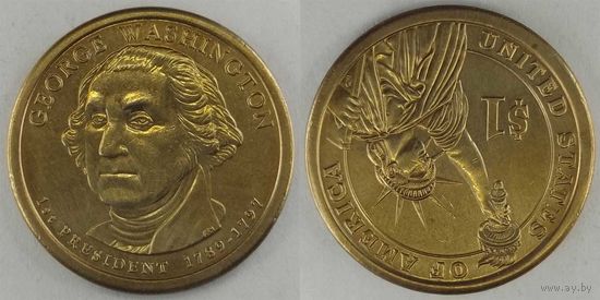 1 доллар США 2007г D, Джордж Вашингтон. 1-ый Президент