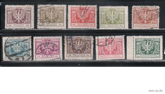 Польша-1924,(Мих.191-200)  гаш. , Стандарт, Герб (полная серия)