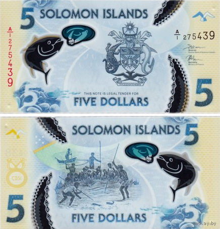 Соломоновы Острова  5 долларов 2019 год   UNC  (полимер)