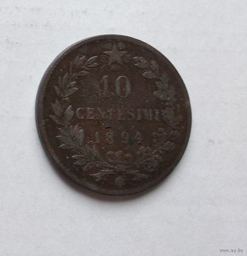 Италия 10 чентезимо, 1894 "BI" - Бирмингем  4-14-17