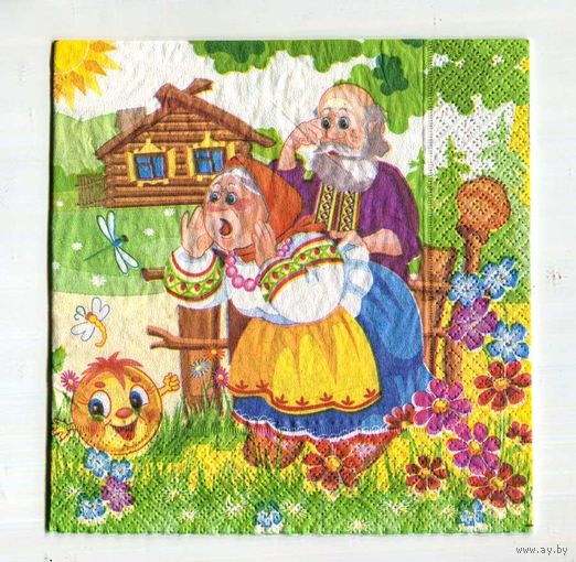 Салфетка для декупажа 33 см. Сказка. Колобок.