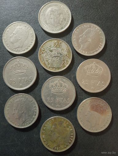 Крупные монеты Испании 25 песет