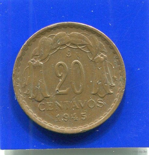 Чили 20 сентаво 1945