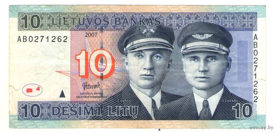 Литва 10 лит 2007 год VF