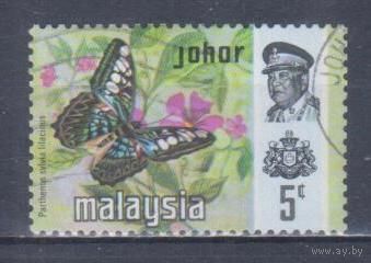 [2337] Малайзия,Джохор 1971. Фауна.Бабочка.5с. Гашеная марка.
