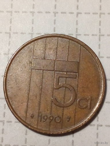 5 центов Нидерланды  1990 год