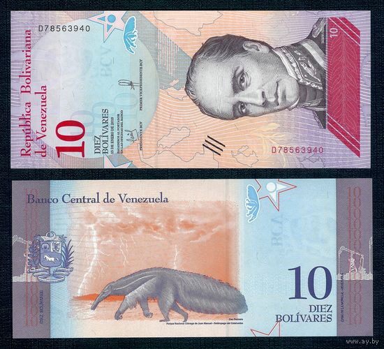 Венесуэла 10 боливар 2018 год, UNC.