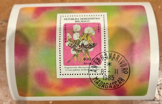 Мадагаскар 1985. Флора. Angraecum eburneum. Блок