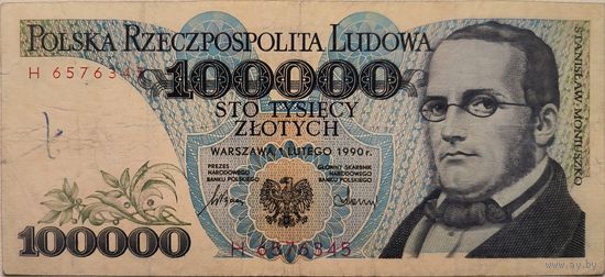 Польша 100000 Злотых H- 1990 ХF 581
