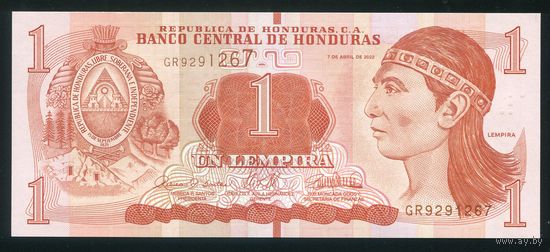 Гондурас 1 лемпира 2022 г. P96e. Серия GR. UNC