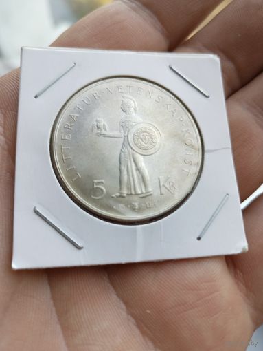 Швеция 5 крон, 1962 80 лет со дня рождения Густава VI Адольфа UNC*AU