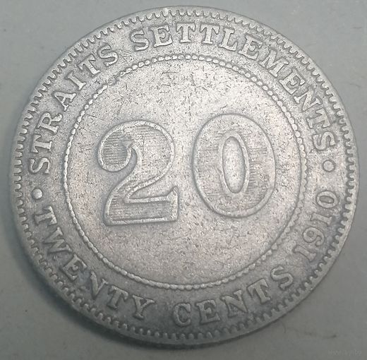 А1.9 поселение Стрэйт 20 центов 1910, серебро