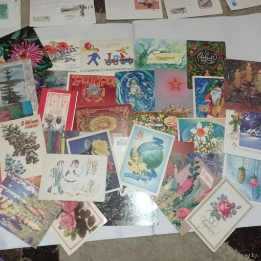 Открытки СССР подписаны, лотом, 40 штук
