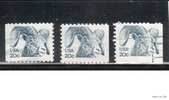 США-1982, (Мих.1523 D+E) ,  гаш. , Стандарт , Фауна(одиночка), 3 зубцовки
