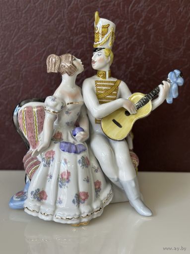 Фарфоровая статуэтка. Гусарская баллада. Гусар с девушкой. Старинный романс. Киевский ЭКХЗ. Киев, много лотов с рубля