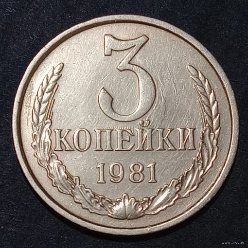 3 копейки  1981 брак, холостое соударение штемпелей