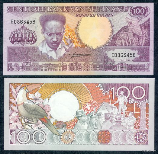Суринам 100 гульденов 1986 год, UNC