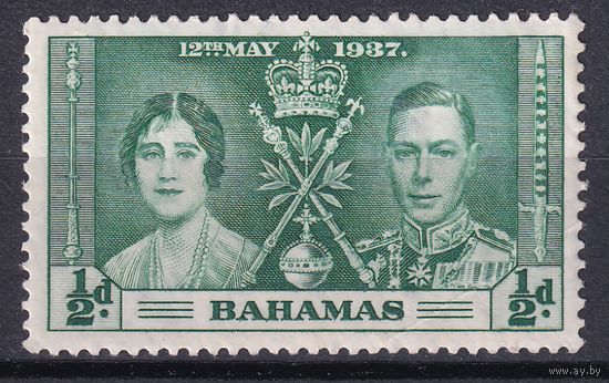 12.BrKS. Великобритания. Колонии. Багамские острова. Коронация Георга VI и Елизаветы. 1937 г. 1/2d. Mi.#100(*).
