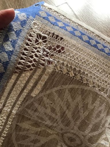 НОВЫЙ льняной рушник (дорожка) с ручной мережкой, 84х47 см
