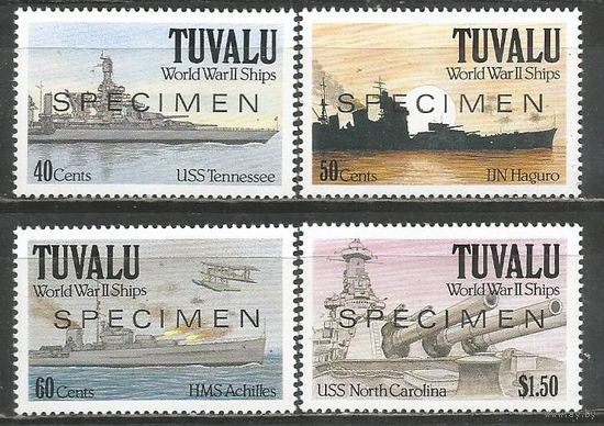 Тувалу. Корабли Второй Мировой Войны. 1991г. Mi#599-02. Серия.