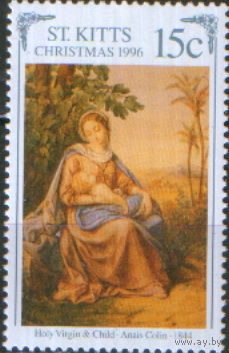 Марка из серии 1996г. Сент-Китс "Рождество. Анаис Колин "Святая Дева с Младенцем" MNH