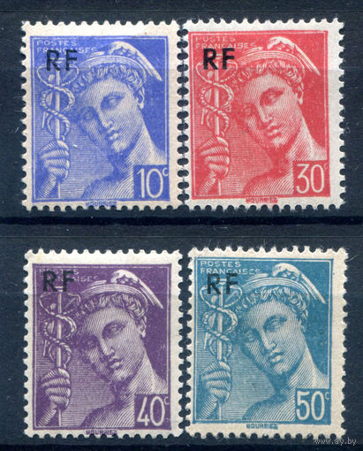 Франция - 1944г. - стандартный выпуск, Меркурий, надпечатка - 4 марки - полная серия, MH, чистая, без клея [Mi 668-671]. #2-Fr-61-A-2