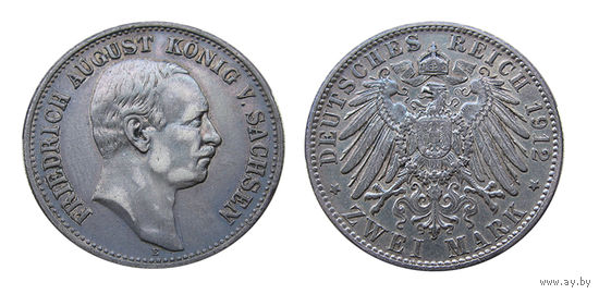 2 марки 1912 Саксония  Редкие