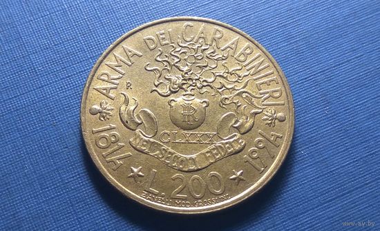 200 лир 1994. Италия. 180 лет карабинерам.