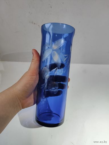 Ваза СССР  синее стекло.