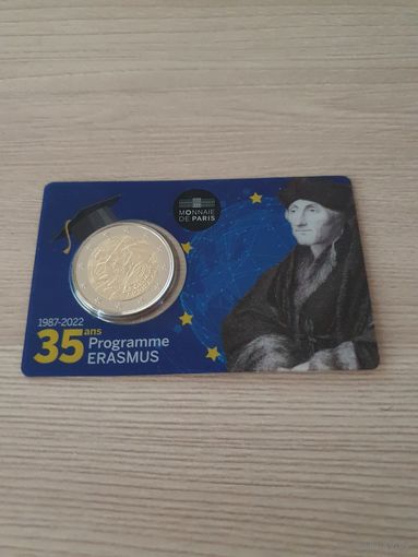 Франция 2 евро 2022 юбилейные 35-летие программы Erasmus Эразмус BU Блистер