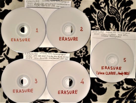 DVD MP3 ERASURE, Vince CLARKE, Andy BELL полная дискография (Synthpop, Dancepop) - 5 DVD