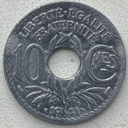 Франция 10 сантимов 1941 г. Подчеркивание под MES, точки до и после 1941