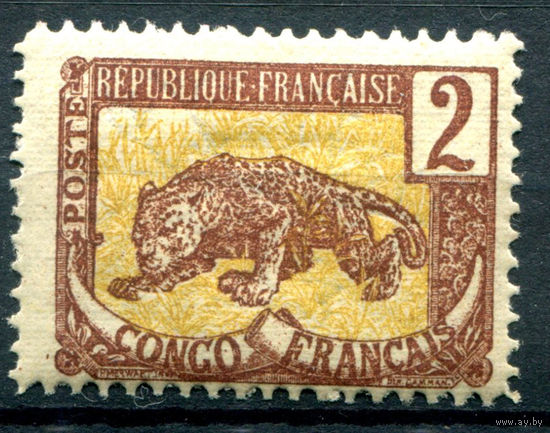 Французское Конго - 1901/07г. - пантера, 2 с - 1 марка - MH [Mi 31]. #4-W1-123-A-1