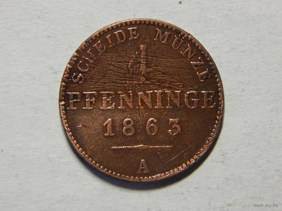 Пруссия 4 пфеннинга1863г